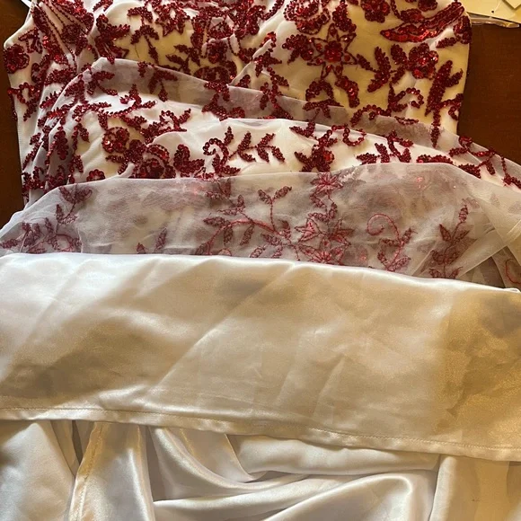 Rare! Scala beaded/ sequined dress. Handmade. Prom/ formal/ long. White & red. M - Picture 12 of 13